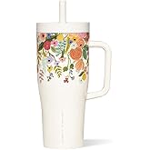 Corkcicle x Rifle Paper Co. Cruiser Insulated Tumbler with Handle & Straw - Triple-Insulated - Leakproof Travel Mug - BPA-Free - Summer Drinkware Gift - Keeps Drinks Ice Cold - 22 oz - Garden Party