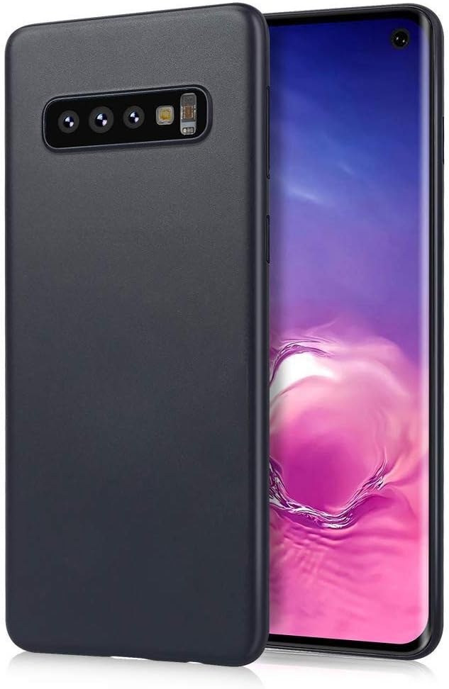 Amfilwac Samsung Galaxy S10+ Plus Case, Black Thin Soft Silicone Ultra Slim Fit Matte Finish Flexible TPU Phone Case Cover Compatible for Samsung Galaxy S10 Plus (6.4inch) - Black