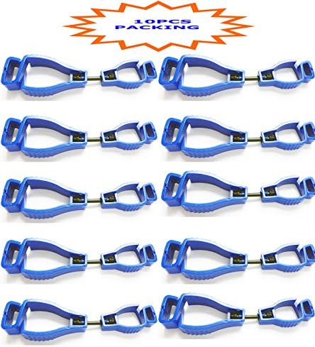 10Pcs AT01-10B Blue Sino-Max Glove Grabber Clip Holder Guard Work Safety Breakaway Belt Loop, Blet Clip Glove Keeper, Neon POM,Reduce Hand Injury and Clip, Grab, Attach Gloves, Towels, Glass, Helmet