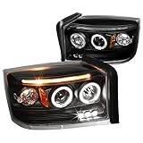 Spec-D Tuning 2LHP-DAK05JM-TM Dodge Dakota Dual Halo Led Projector Black Head Lights Pair
