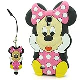 I.try 3d Disney Minnie Mouse Pink Soft Silicone Case Skin for Samsung Galaxy S4 SIV I9500 + Minnie Stylus Usps Shipping with Tracking Number