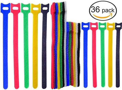 Ceeyali 36 Pack Reusable Wire Management Wire Organizer Cable Ties Cable Holder Straps (36 Pack hook loop)