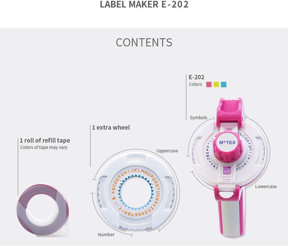 MoTEX Embossing Label Maker, Label Writer -E-202 (Pink) : Electronics