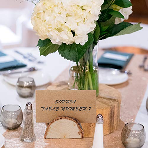 Wanapure 25 Pack Rustic Wood Table Number Holder with 25Pcs Kraft Paper, Photo Picture Table Place Card Holders, Tabletop Cardholder Menu Reserved Card Stand for Wedding, Party, Restaurants, Banquets