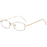 FEISEDY Vintage Blue Light Glasses for Women Metal Y2K Rectangle Glasses Gold Silver Fake Nerd Eyewear Frame B0271