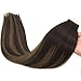 GOO GOO Tape in Hair Extensions Human Hair, 2/6/2 Balayage Dark Brown to Chestnut Brown, 16inch 50g 20pcs, Thick Ends Straight Seamless, Invisible