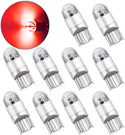 Lesercfbry 10PCS T10 led bulbs 1.5W Super Bright 168 194 W5W T10 Wedge 3030 2SMD Interior Bulbs 12V-24V 6000K Suitable for cars and trucks £¨Red£