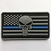 SpaceAuto 3D PVC Rubber American Flag w/ Police Thin Blue Line Law Enforcement Skull Military Army Tactical Morale Badge Patch 3.15