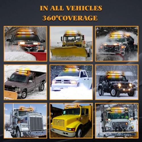 ROUTEKING 67cm 54 LED Strobe Light Bar Double Sided Flashing High Intensity Automotive Warning Emergency Flashing LED Bar with Magnetic Base (Amber/White/Amber/White)