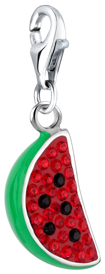 Nenalina Charm red Watermelon Pendant, with Crystals, for All Brands of Charm Bracelets and Necklaces, Made of 925 Sterling Silver, 716238-050