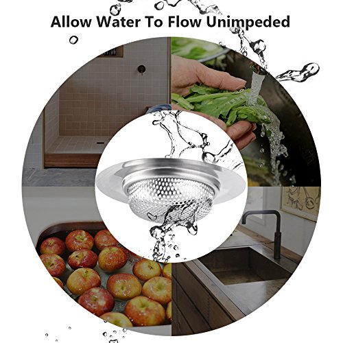 Kitchen Sink Strainer, Cozzine 4.5 Inch Dia Stainless Steel Sink Drain Cover Garbage Disposal Filter Large Wide, Kitchen Trash Strainer Fits Well On Drain, Pack of 2 - Thumbnail 6