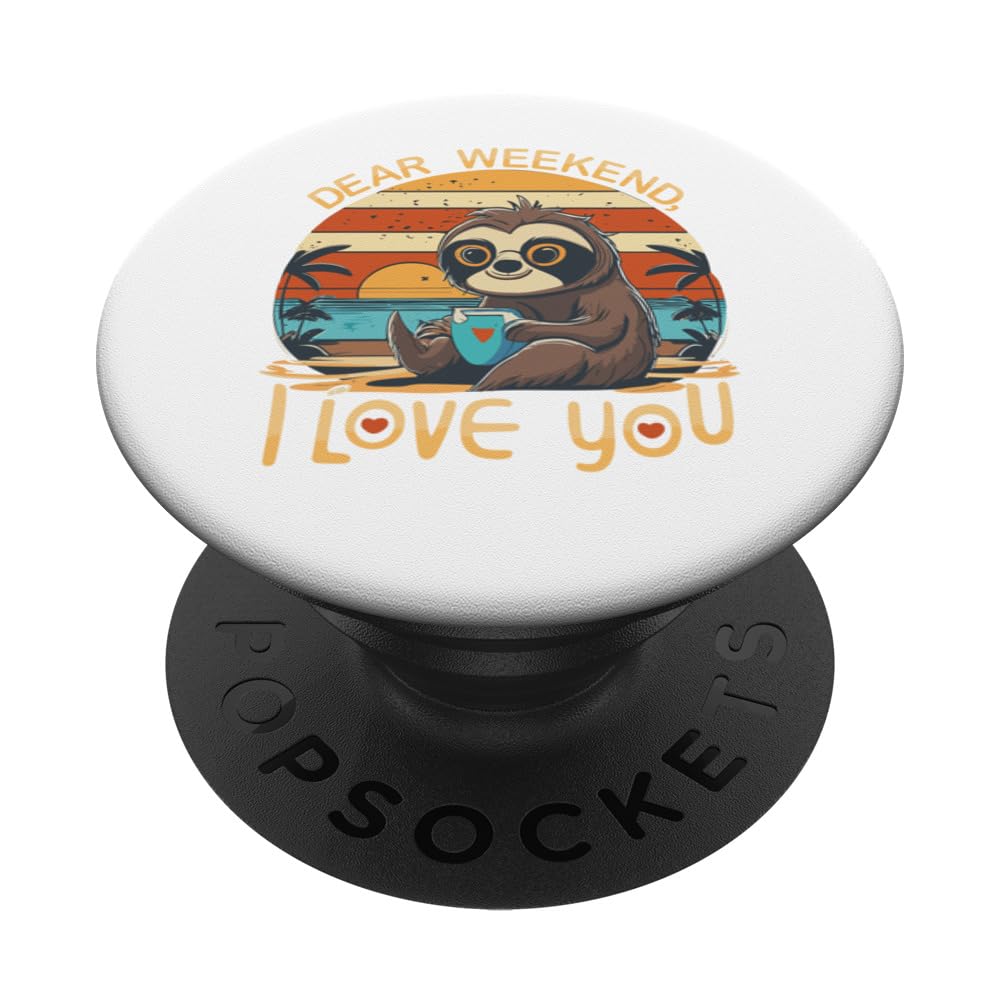 Funny Weekend Vintage Sunset Dear Weekend I Love You PopSockets Swappable PopGrip