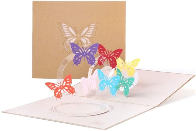 Amazon Shinahuatong バタフライ ポップアップカード 3d 立体カード ポップアップ グリーティングカード ギフト 誕生日 新年 記念日 バレンタイン 結婚式 卒業式 感謝祭 クリスマスカード グリーティングカード 封筒付き 文房具 オフィス用品 文房具 オフィス用品