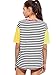 Romwe Women's Contrast Neck and Sleeve Striped Tee multicolored L