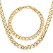 U7 Men 7MM Wide Calssic Cuban Chain Platinum/Rose Gold/Black Gun Plated/18K Gold Plated Curb Chain Necklace & Link Bracelet Set,18-30