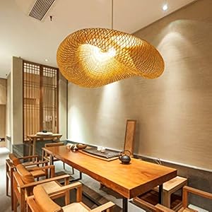 Principal De Bambú De Mimbre Rattan De La Sombra De Ondas Colgante