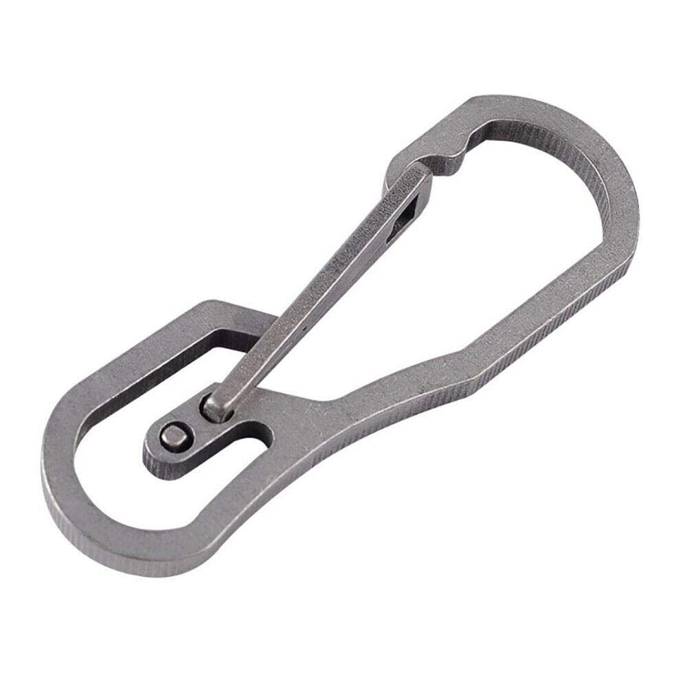 SUPERTOOL Outdoor Buckle Keychain,1PCS Titanium Alloy Keychain 67mm Length Multi-Function Snap Clip Carabiner Keychain(Gray)