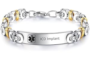 ZKXXJ Medical ID Bracelet for Men & Women - Stainless Steel Byzantine Chain Bracelet, Emergency Identification, Health Alert Jewelry with Medical Card, Customizable