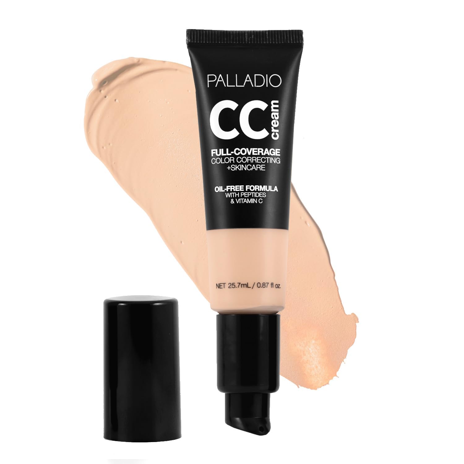 Palladio Full-Coverage Color Correction CC Cream, Oil-Free with Peptides & Vitamin C, Best for Correcting Redness and Uneven Skin Tone, Buildable Foundation Coverage (Fair 12W, Warm Undertone) — image 1
