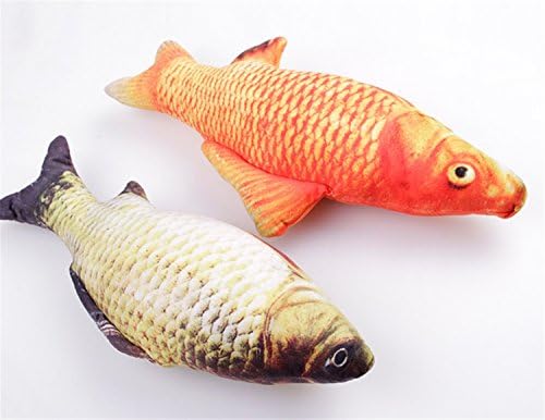 Fish Cat Toys Catnip Toys PINWEI Simulation Plush Fish Doll Cat Interactive Toy Pets Chew Bite Supplies for Cat/Kitty/Kitten (2 PCS/Pack) (S)
