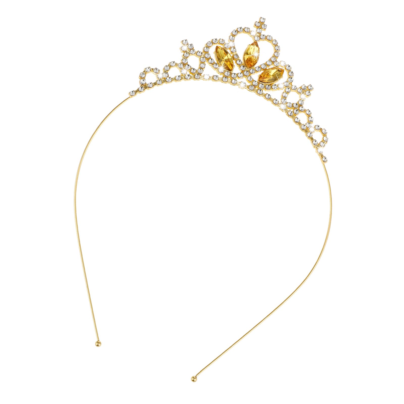 Sibba Princess Tiara Crown Headpiece Hoop Tiara Gems Rhinestone Head Crown Headband for Girls Wedding Prom Party Costume Christmas Gifts (Gold)