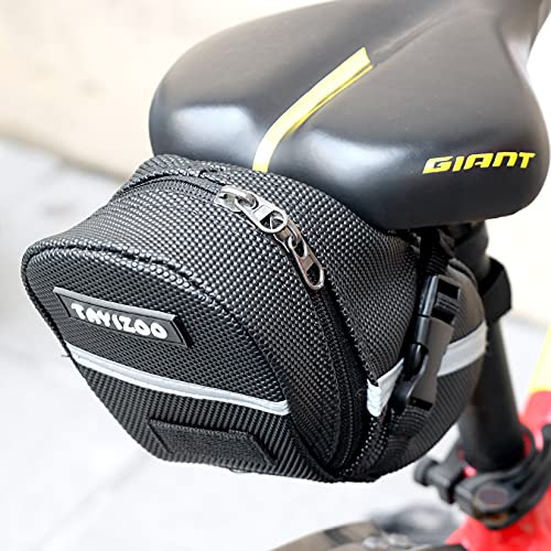Tayizoo Bike Seat Bag Waterproof With Reflective Strips Bicycle Saddle Bag Under Seat Cycling Seat Pack for Mountain Bikes and Road Bicycle