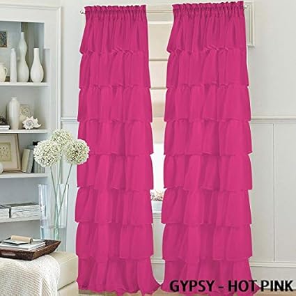 Amazon Com Superior Home Set Of 2 Gypsy Ruffle Window Curtain