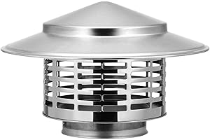 BESPORTBLE 3inch Stainless Steel Chimney Cap, Round Chimney Cover with Screen Tapered Top Cap Stove Topper for Outside Roof Fireplace Flue Vent Flue