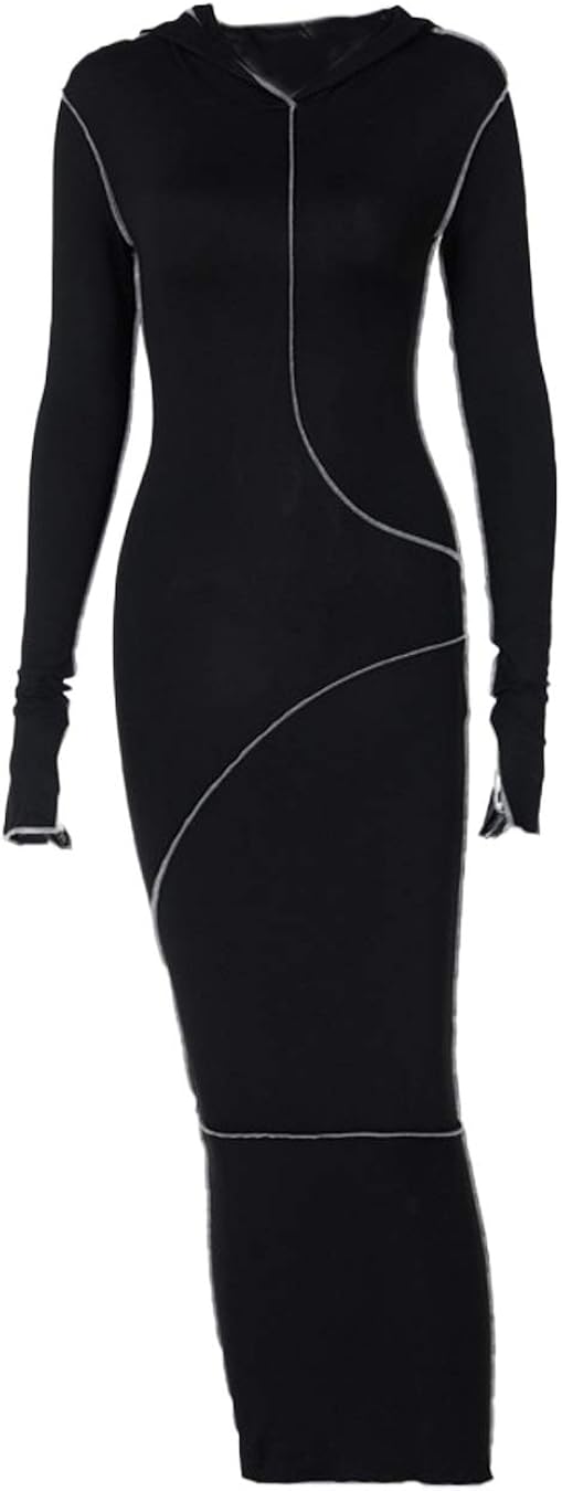 Women Shirt Dress Bodycon Long Sleeve Solid Hooded Skinny