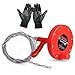 Drain Auger, SIX-QU Plumbing Snake Pipe Cleaner Household Auger with 1/4-Inch by 25-Feet Cable, Anti-skid Gloves Included