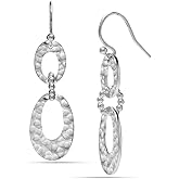LeCalla 925 Sterling Silver Drop & Dangle Earrings for Women | Handmade Hammered Textured Drop Dangle Earring Jewelry | Women's Hammered Earrings Jewelry for Gift Mom Wife