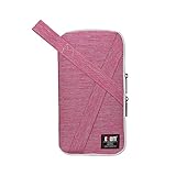 BUBM Designer Electronics Organizer/ Travel Gadget Carry Bag With Handle, Lightweight and Easy To Carry (Small, Rose Red)