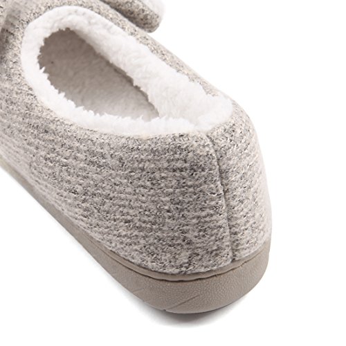 Neeseelily Women Comfort Plush Cozy Home Slippers Animal Non Slip Indoor Shoes (8.5-9 B(M) US, Grey)