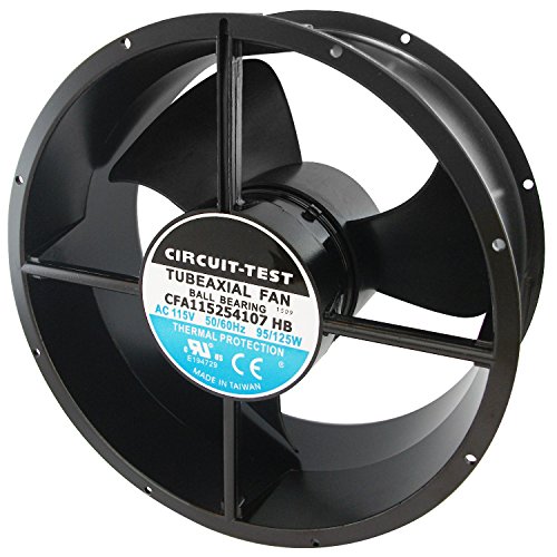 CIRCUIT-TEST 115VAC Industrial Cooling Fan 254 x 107mm- 850CFM with Push Terminals, Ball Bearings, Die Cast Aluminum Frame