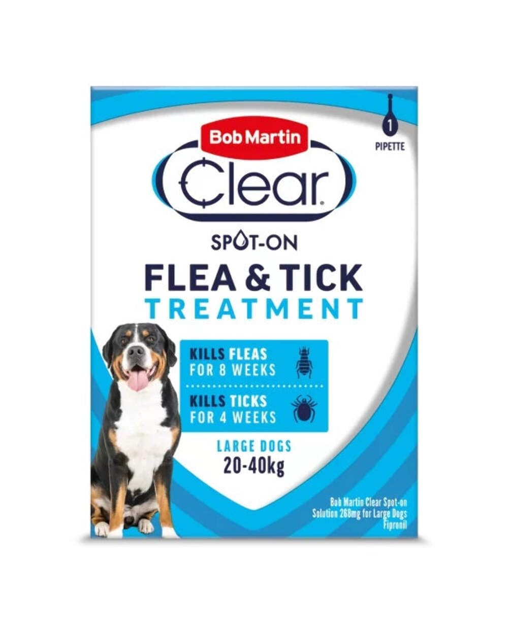 Bob Martin Clear Flea & Tick Fipronil Spot On for Large Dog, 1 Tube