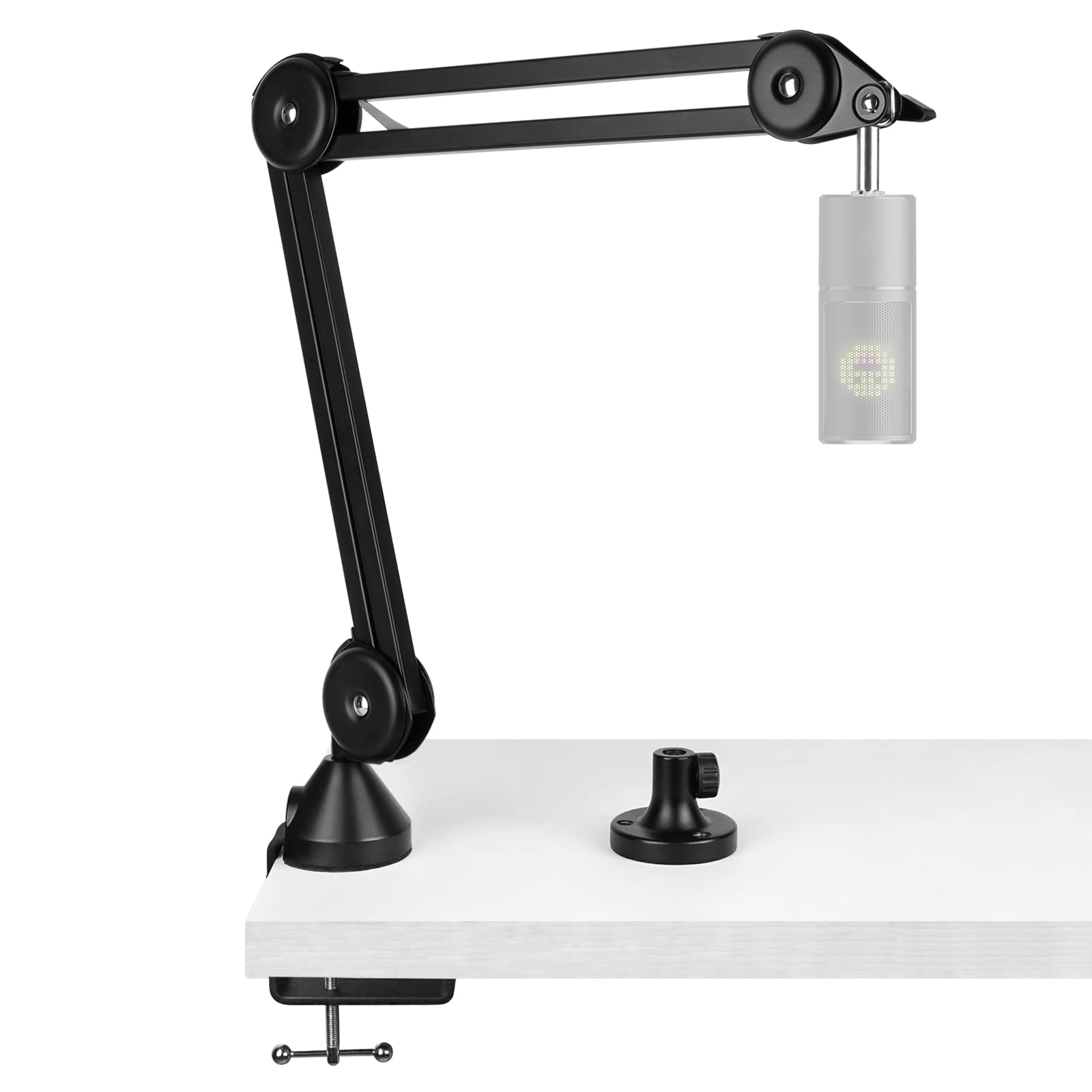 Geekria for Creators Microphone Arm Compatible with Razer Seiren X, Mini, Elite, Emote, Mic Arm Mount Adapter with Tabletop Flange Mount, Suspension Stand, Mic Scissor Arm, Desk Mount Holder