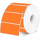 2x1 Inch Thermal Labels, Orange Thermal Printer Stickers, Waterproof Self-Adhesive Shipping Label Printer Sticker for Barcode, Name, Address, 300 Labels/Roll