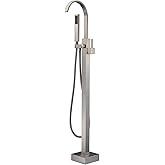 Artiqua Freestanding Bathtub Faucet Tub Filler Brushed Nickel Waterfall Floor Mount Faucets Single Handle with Hand Shower