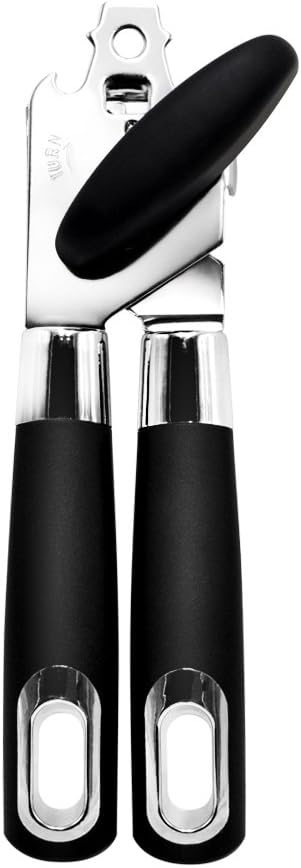 Dimoxii Manual Can Opener Smooth Edge, Handheld Bottle Tin Opener, Food Grade Stainless Steel Heavy Duty with Anti-slip Hand Grip (Model A)