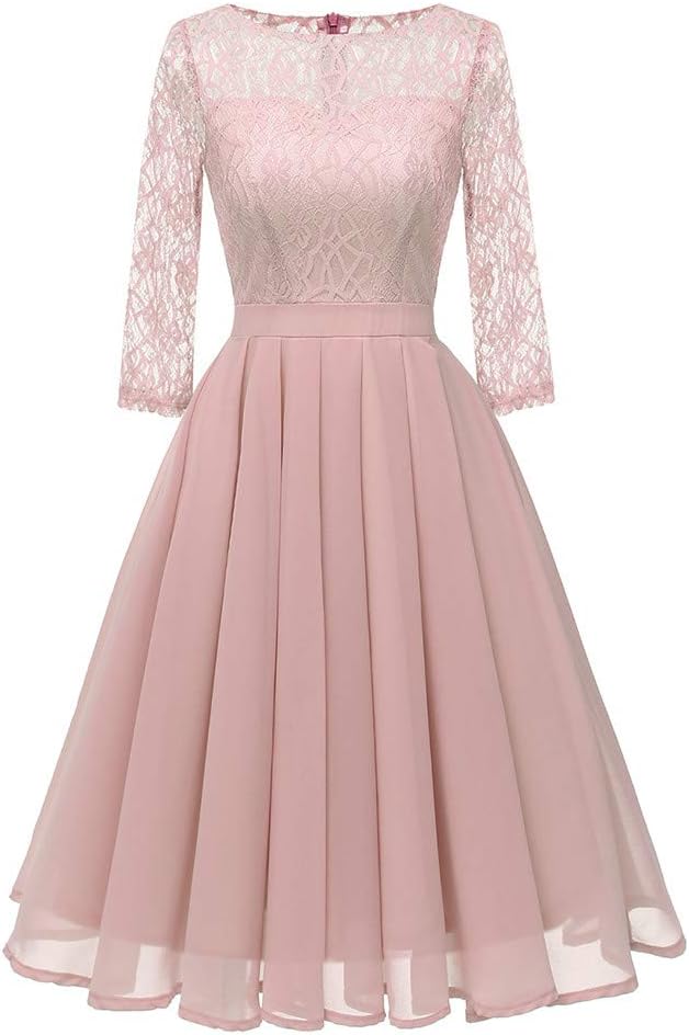 Yihaojia Women Dress Dress For Women Lace 3/4 A-Line Wing Cocktail Dress