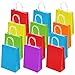 SIQUK 36 Pieces Colored Paper Bags Kraft Candy Bags Party Favor Bag with Handles for Party, 6 Colors
