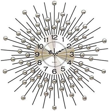 Lomoclock Wall Clock Mute Sun Movement Sweep Second Slient for Living Room Bedroom Kitchen AA Battery Black Acrylic Diamond Sunburst with Arabic numerals Metal 24 Inch (Battery not included)