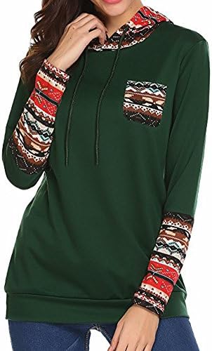 ZJFZML Ladies Sweaters and Jumpers, Juniors Slit V Neck Long Sleeve Dri Fit Trendy Comfy Sport Causal Trapeze Tunic Hoodie Pullover Tops Elegant Color Block Blouses Green XXL