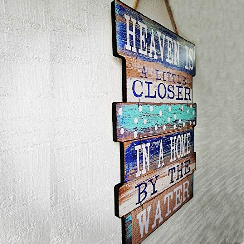 Evursua Rustic Wood Wall Signs Home Decor Wall Art Plaques Hanging Decorative Farmhouse Door Sign 12 x16,Family Rules or Sayings (Blue)