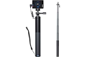 WOLFANG GB2200 Rechargeable Selfie Stick with 2600mAh Rechargeable Battery, Selfie Stick Black Rotation Action Camera, Compatible with Other Action Cameras and Travel(24-60CM)