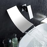 Aquafaucet Waterfall Wall Mount Widespread Bathroom Sink Faucet Bathtub Mixer Tap ,Chrome Finished