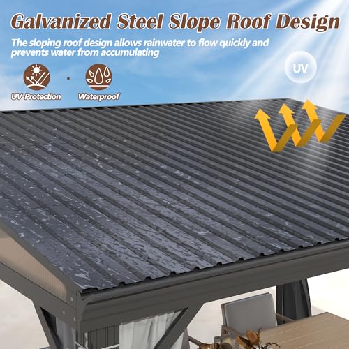 Raysfung 12' x 16' Hardtop Wall Mounted Gazebo Review: Lean-To Patio Shelter with Curtains image 14