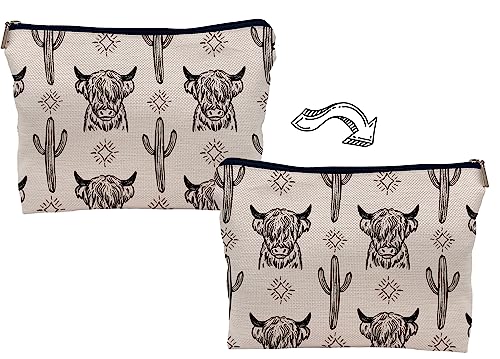 Lacosu Western Cow Makeup Bag,Western Cow Gifts For Women,Cowgirl Stuff For Women,Cowgirl Gifts