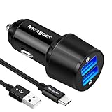 Meagoes Fast USB Type C Car Charger with Dual Quick Charge 3.0 Ports (39W/6A)+1-Pack USB-C Cord, for Samsung Galaxy S8 S8+ Note 8, LG V30 V20 G6 G5, HTC 10 U11 Bolt U Ultra, Nokia 8 and More - Black