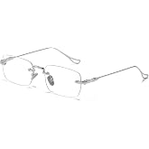 SODQW Rimless Blue Light GLasses for Women Office-Siren Bayonetta Non Prescription Metal Rectangle Frameless Eyewear
